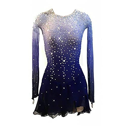 Figure Skating Costumes Girls Teens Ombre Purple Ice Skating Dance Dress Women