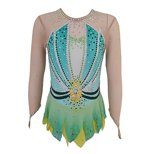 LIUHUO Figure Skating Skirt Yellow-Green Gauze Skirt Girl Competition Performance