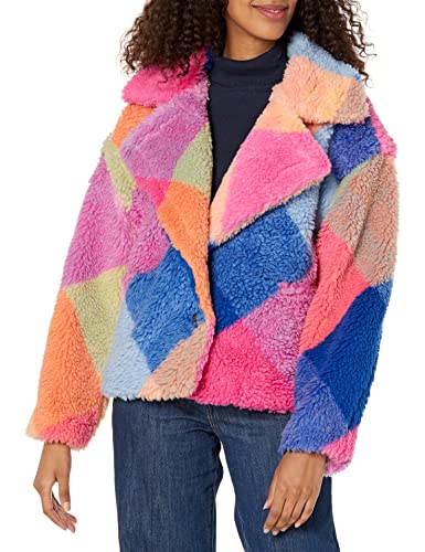 [BLANKNYC] Womens Luxury Clothing Plaid Teddy Coat, Comfortable & Stylish Jacket