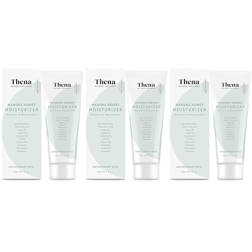 Restore & Rejuvenate (8 oz) 3Pack - Manuka Honey Cream Moisturizer for Dry Sensitive Distressed Skin - Women & Men All Ages - Thena RESTORE Skin Care Set Kit - Organic & Natural Skin Care