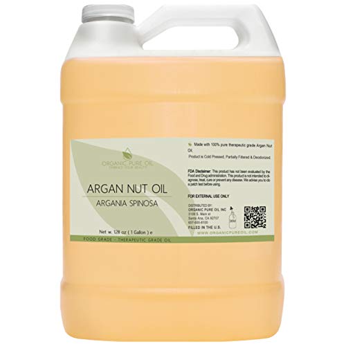 Deodorized Argan Oil - 128 oz/ 1 Gallon 100% Pure, Morocco, Partially Filtered, Unscented, Non-GMO, Vegan, Carrier Oil for Skin, Hair, Face Body- Hydrating, Nourishing, Soothing - DIY, Soaps, Creams