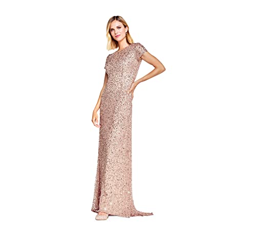 Adrianna Papell Women's Short-Sleeve All Over Sequin Gown