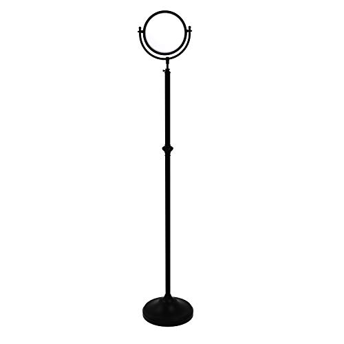 Allied Brass DMF-2/4X Adjustable Height Floor Standing 8 Inch Diameter with 4X Magnification Make-Up Mirror, Matte Black