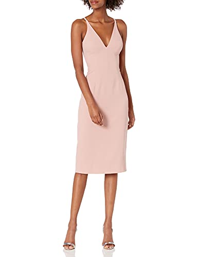 Dress the Population Women's Lyla Solid Sleeveless Fitted Midi Sheath Dress