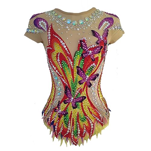 LIUHUO Rhythmic Gymnastics Leotards Purple Simulation Butterfly Studded Sleeveless Girl Performance Clothes
