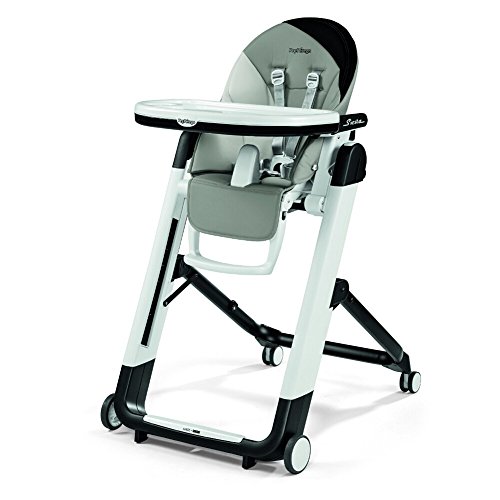 Peg Perego Siesta, Grow With Baby Folding High Chair & Recliner, Height Adjustable, Quick Clean & Easy Push Wheels For Babies & Toddlers, Made in Italy, Palette Grey (Grey)