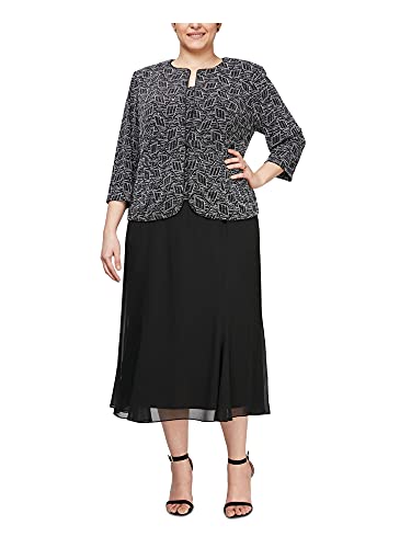 Alex Evenings Women's Plus Size Tea Length Special Occasion Jacket Dress