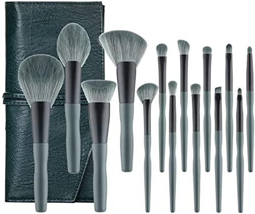 Makeup Brush 14Pcs Soft Makeup Brush Set Green Makeup Foundation Powder Blush Eyeshadow Lip Gloss Makeup Brush Kit