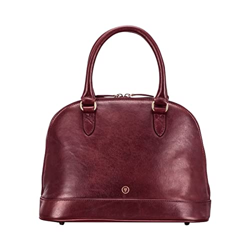 Maxwell Scott | Womens Luxury Leather Classic Purse Bag | The Rosa | Ladies Tote Shoulder Handbag | Wine Red