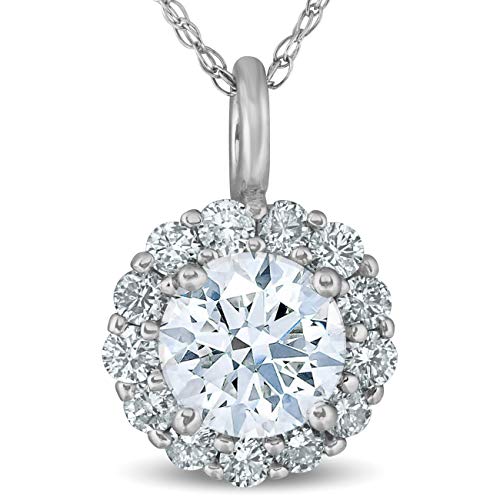 1 Ct Halo Diamond Pendant Necklace 18