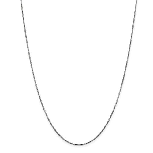 Solid 14k White Gold 1.1mm Round Snake Chain Necklace - with Secure Lobster Lock Clasp