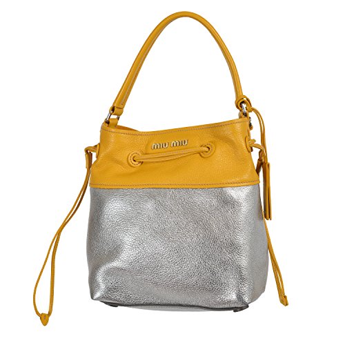 Miu Miu Women's Two Tone Leather Bucket Handbag Shoulder Bag