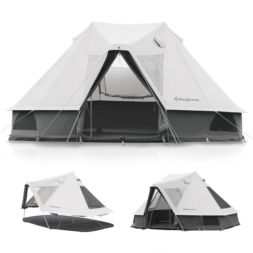 KingCamp Khan Palace Glamping Luxury Canvas Tent with Stove Jacks, Outdoor Camping Wall Tent for 4 Seasons Family Camping