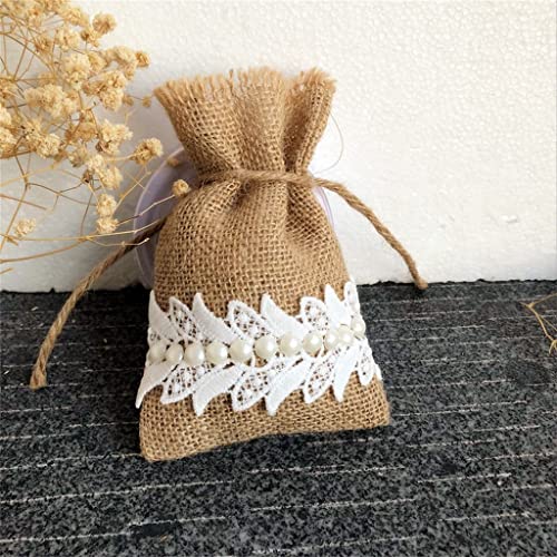 WSKDHD 50 Burlap Bags Natural Jute Beads Lace Gift Bags Wedding Banquet Various Festive Decor Candy Bags