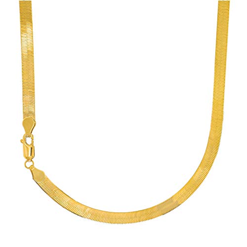 JewelStop 14k Solid Yellow Gold 5mm Super Flexible Silky Imperial Herringbone Necklace- 16 18 20 22 24 26