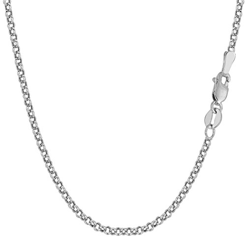 Jewelry Affairs 14k White Gold Round Rolo Link Chain Necklace, 2.3mm