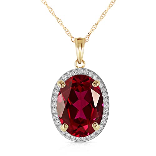 Galaxy Gold GG 7.93 ct 14k Solid Gold Necklace Oval-shaped Ruby Diamonds Pendant