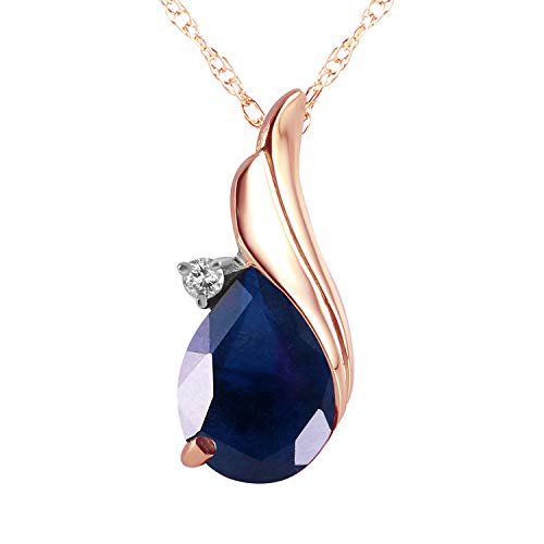 Galaxy Gold GG 2.53 Carat 14k Solid Rose Gold Necklace with Natural Diamond and Sapphire