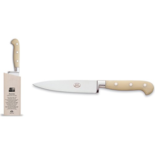 Coltellerie Berti Insieme Utility Knife w/Magnetized Wood Block | Ivory Lucite Handle