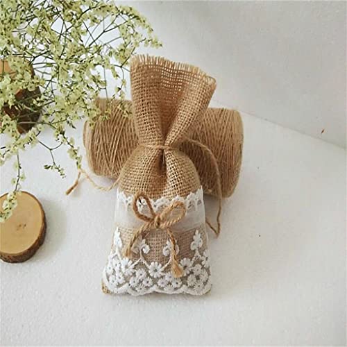 WSKDHD 50 Burlap Bags Natural Jute Wedding Banquet Various Holiday Decorations Gift Bags Candy Bags