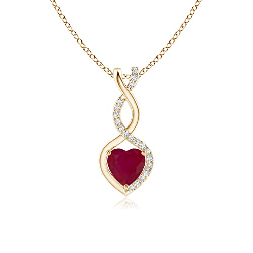 Angara Natural Ruby infinity Heart Pendant Necklace with Diamond in Sterling Silver/ 14K Solid Gold/Platinum for Women, Girls | July Birthstone Jewelry Gift for Her | Wedding Anniversary
