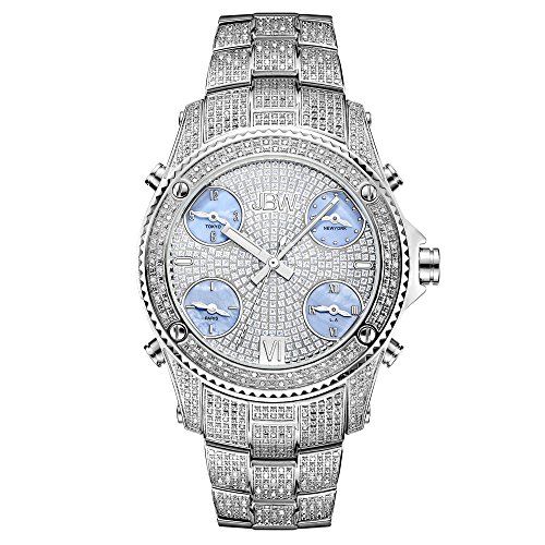 JBW Men's Luxury Jet Setter 2.34 ctw Diamond Wrist Watch with Stainless Steel Link Bracelet