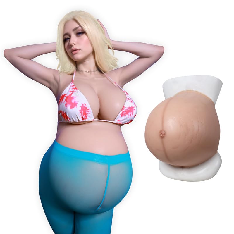 ROANYER Silicone Fake Pregnant Belly Realistic Twins Baby Bump False Pregnancy 5-9 Month for Film Props Cosplay Costumes