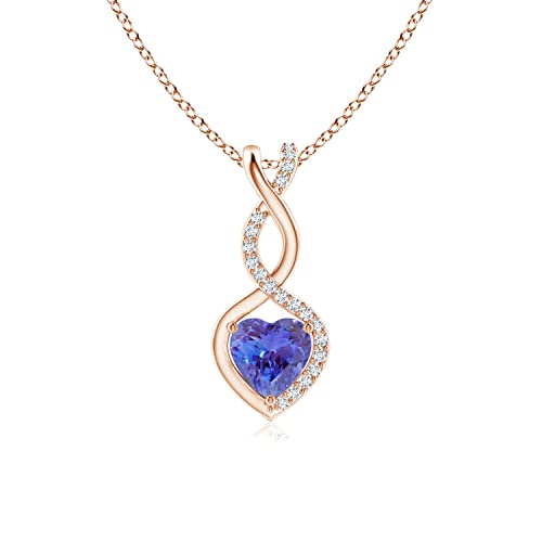 Angara Natural Tanzanite Infinity Heart Pendant Necklace in Silver/14K Solid Gold/Platinum for Women | Jewelry Gift for Her