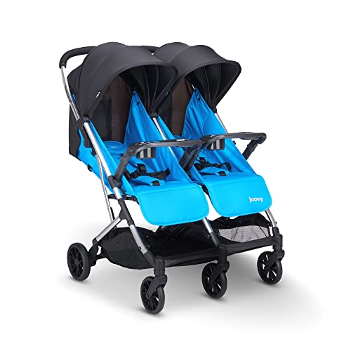 Joovy Kooper X2 Double Stroller, Lightweight Travel Stroller, Compact Fold with Tray, Glacier