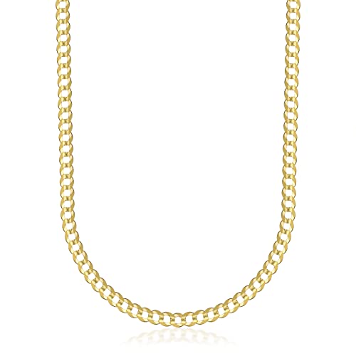 PORI JEWELERS 14K Yellow Gold 4MM Cuban/Curb Chain Necklace - Made In Italy