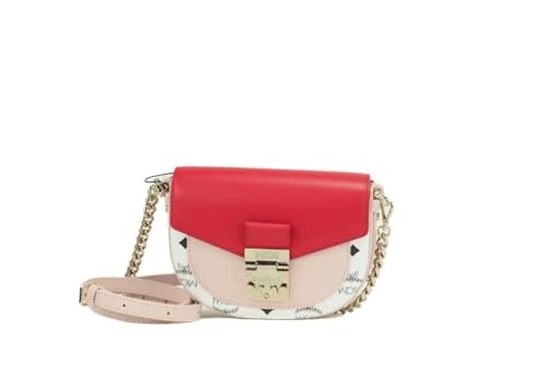 MCM Patricia Mini Firefly Red Visetos Leather Crossbody Belt Handbag Bag Women's Purse