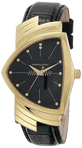 Hamilton Watch Ventura Swiss Quartz Watch 32.3mm x 50.3mm Case, Black Dial, Black Leather Strap (Model: H24301731)