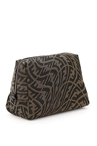 FENDI FF Vertigo Brown Coated Canvas Small Beauty Pouch 8N0179