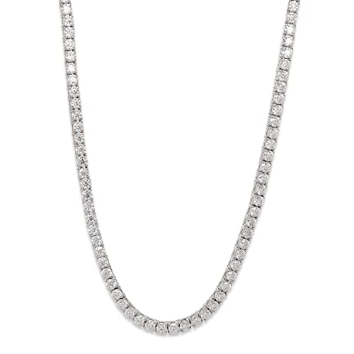 SAVEARTH DIAMONDS 925 Sterling Silver 3MM Moissanite Tennis Chain Necklace for Men & Women 12.90-17.75ct Lab Created Diamond Jewelry 18K Gold Plated Tennis Necklace Chains