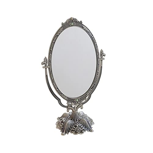 LDCLHG European Retro Double-Sided Magnifying Glass Classical Desktop Mirrors Dressing Table Makeup Mirrors