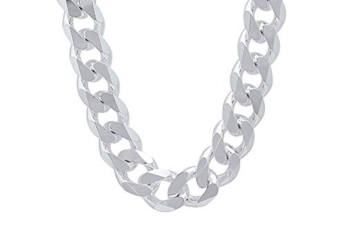 Verona Jewelers Italian 925 Solid Sterling Silver Mens Necklace,7.5MM 8MM 11MM 15MM Curb Cuban Chain Necklace for Men- Solid Heavy Link, Thick Link Chain Necklace, 20, 22, 24, 30,