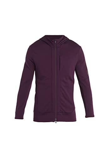 Icebreaker Merino Quantum III Zip Up Hoodie for Men, 100% Merino Wool, Long Sleeve Men’s Zip-Up Sweater with Zippered Pockets, Thumb Loops - Athletic Sweatshirt, Nightshade, Large
