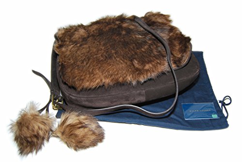 Ralph Lauren Polo Purple Label Collection Shearling Suede Leather Handbag Italy Brown $2950