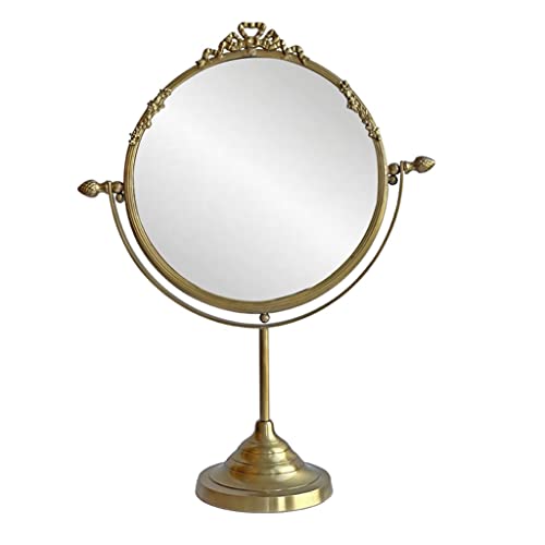 European Style Retro Brass Handle Mirrors Desktop Dressing Mirrors Desktop Makeup Mirrors Gift
