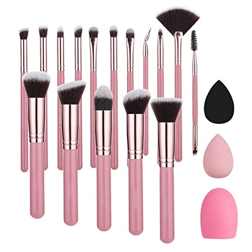 Makeup Brush Makeup Brushes Set 16pcs with 2 Sponges 1 Brush Cleansing Powder Eye Shadow Contour Concealer Cosmetic Makeup Brushes