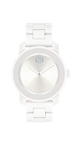 Movado Women's Bold White Ceramic Steel Case and Link Bracelet, White