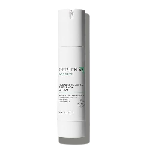 Replenix Redness Reducing Triple AOX Cream, Hydrating Medical-Grade Antioxidant Facial Treatment with Soothing Green Tea for Sensitive Skin (1 fl. oz)