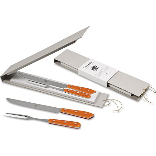 Coltellerie Berti Compendio Carving Set | Orange Lucite Handles