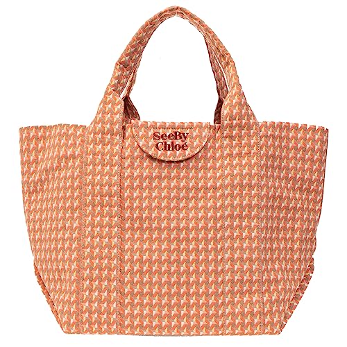 See by Chloe Women's Happy Orange ‘LAETIZIA’ SHOPPER BAG Tote Large