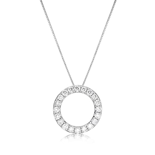 Lavari Jewelers 2/3 to 1 Carat Lab Grown Diamond Circle of Life Pendant Necklace for Women in 14k White Gold on 18 Inch Chain (G-H, SI1-SI2, I1-I2, cttw) Spring Ring