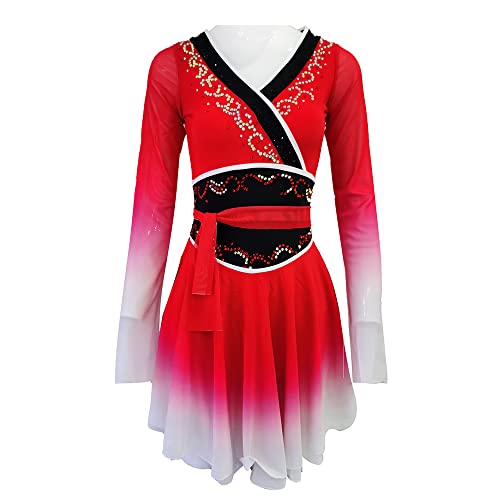 LIUHUO Figure Skating Competition Mulan Skating Dress High Stretch Long Sleeve Ded