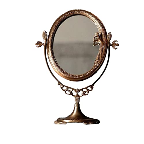 LDCLHG European Retro Double-Sided Magnifying Glass Classical Desktop Mirrors Dressing Table Makeup Mirrors