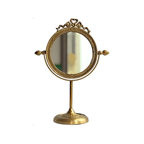 European Style Retro Brass Handle Mirrors Desktop Dressing Mirrors Desktop Makeup Mirrors Gift
