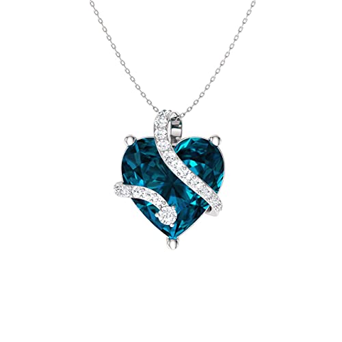 Diamondere Natural and Certified Heart Cut Gemstone and Diamond Wrap Heart Petite Necklace in 14k Solid Gold | 1.68 Carat Pendant with 18 Inch Chain Valentine's Day gift for her
