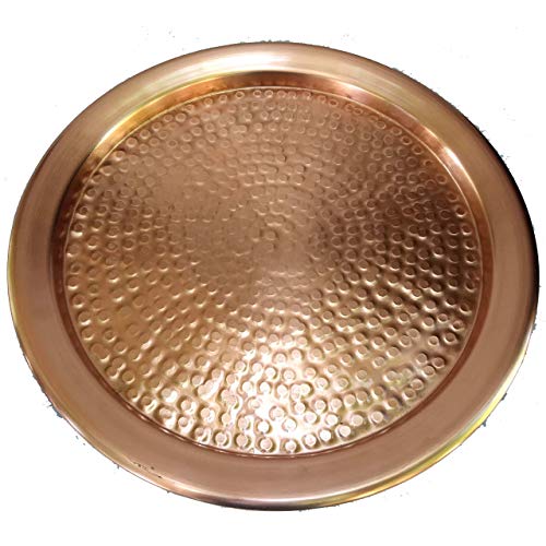 Copper Polished Tray Hammered Luster Kitchenware Food Fruits Drinks Candy Coaster Wedding Party Present Gift Server Decor Platter Dish Artwork Beverages Jewelry Display